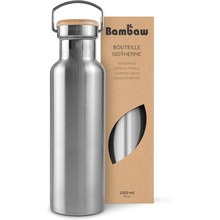 Gourde Isotherme Bambaw 500ml En Inox - Garde Le Chaud 12h, Le Froid 24h - Sans Plastique, Couleur Lilas Clair - 6